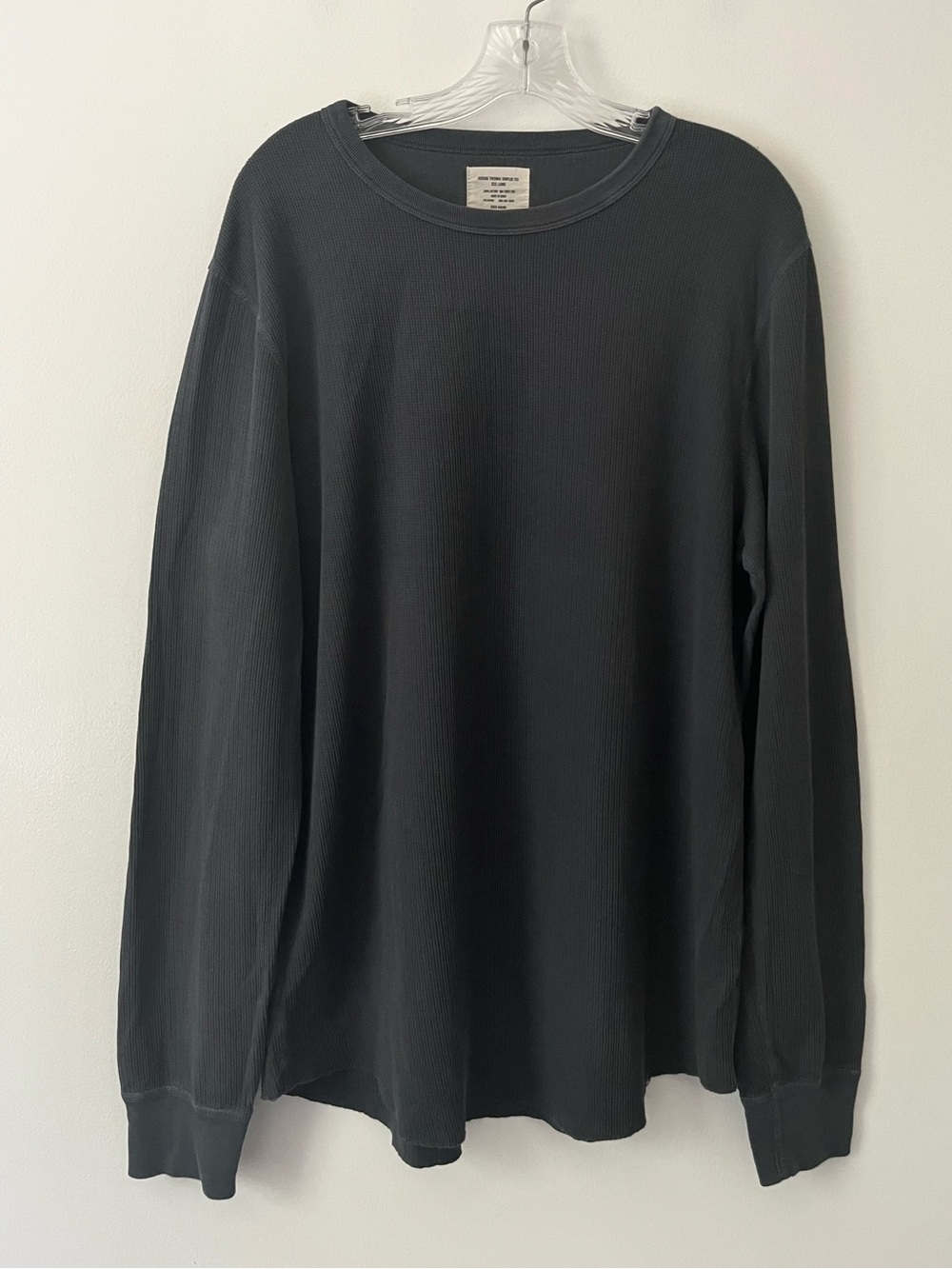 Buck Mason Vintage Thermal Surplus Tee Long Sleeve 100% Cotton Gray Large